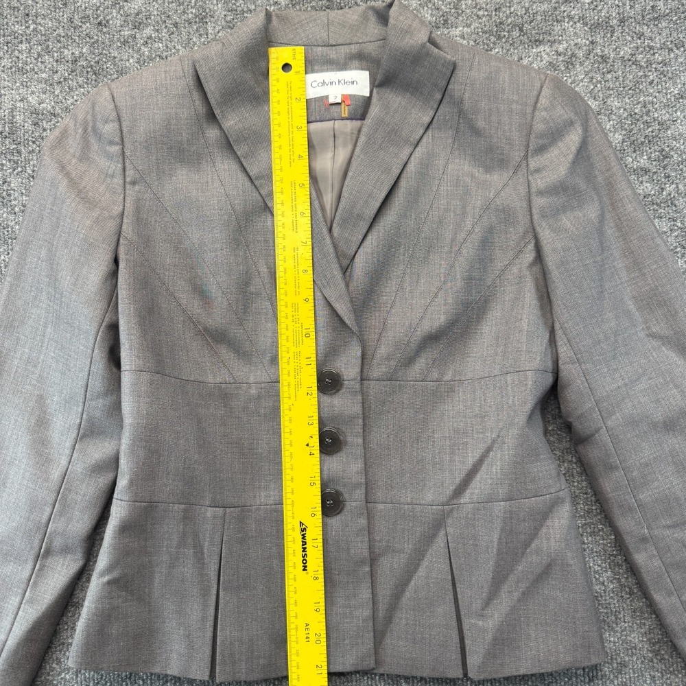 Calvin Klein Two Piece Blazer & Skirt Set Womens 2 Gray Professional Business - Picture 3 of 16